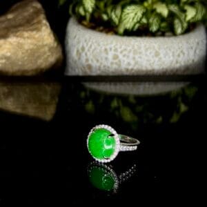 Nhẫn Ngọc Phỉ Thuý Xanh Cay