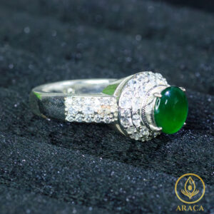 Nhẫn Đính Ngọc Cẩm Thạch Xanh Lá