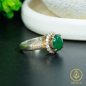 Nhẫn Đính Ngọc Cẩm Thạch Xanh Lá