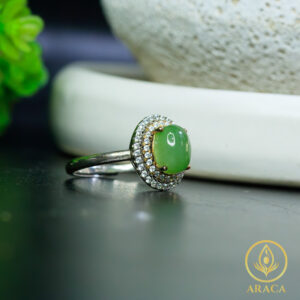 Nhẫn Đính Ngọc Cẩm Thạch Xanh Lý