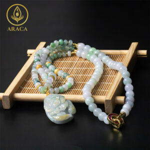 Chuỗi Vòng Cổ Ngọc Cẩm Thạch Mặt Dây Hoa Sen