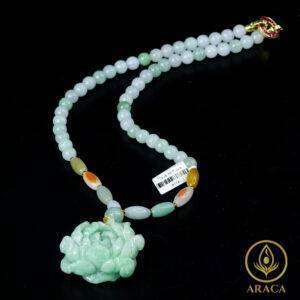 Chuỗi Vòng Cổ Ngọc Cẩm Thạch Hoa Sen
