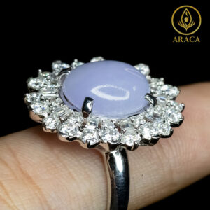 Nhẫn Ngọc Phỉ Thúy Tím Tử Lan, Vàng Trắng 14K