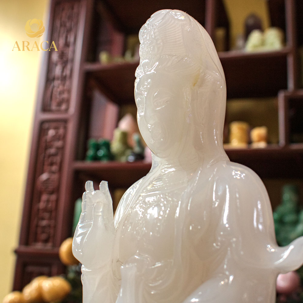 Tượng Phật Mẹ Quan Âm - Ngọc Pakistan Trắng 30cm 2 Tượng Phật Mẹ Quan Âm - Ngọc Pakistan Trắng 30cm 1 - araca.vn