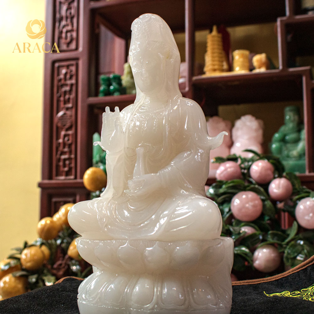 Tượng Phật Mẹ Quan Âm - Ngọc Pakistan Trắng 30cm 4 Tượng Phật Mẹ Quan Âm - Ngọc Pakistan Trắng 30cm 3 - araca.vn