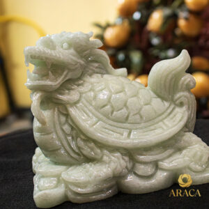 Tượng Long Quy - Đá Onyx Trắng 5 - araca.vn