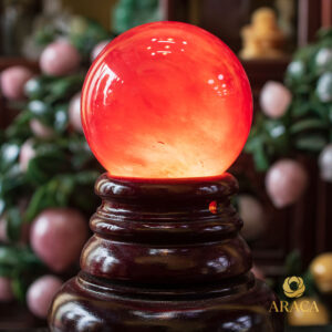 Quả Cầu Phong Thủy - Đá Núi Lửa Đỏ