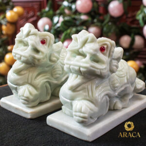 Tượng Cặp Tỳ Hưu - Đá Onyx Trắng