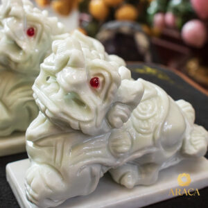 Tượng Cặp Tỳ Hưu - Đá Onyx Trắng 5 - araca.vn