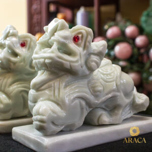 Tượng Cặp Tỳ Hưu - Đá Onyx Trắng 7 - araca.vn