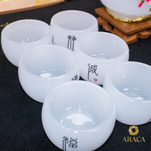 Bộ Ấm Chén Trà - Đá Onyx Trắng 15 - araca.vn