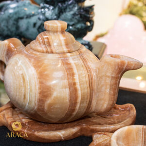 Bộ Ấm Chén Trà - Đá Onyx Vân Gỗ 7 - araca.vn