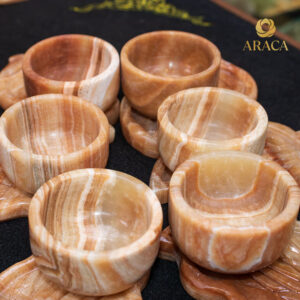 Bộ Ấm Chén Trà - Đá Onyx Vân Gỗ 9 - araca.vn