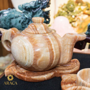 Bộ Ấm Chén Trà - Đá Onyx Vân Gỗ 11 - araca.vn