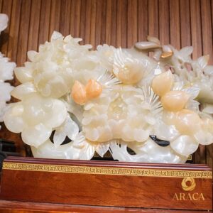 Hoa Mẫu Đơn - Đá Onyx Trắng