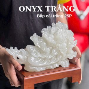 Bắp Cải Ngọc Onyx Trắng 25Cm phong Thuỷ