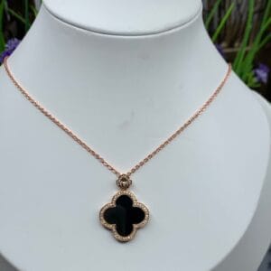 Mặt Dây Chuyền Cỏ Bốn Lá Vip Mực Dục Vàng 18k
