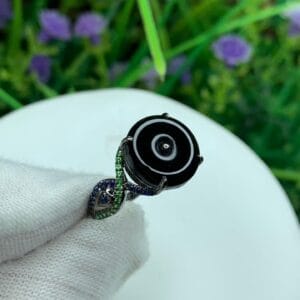 Nhẫn Phỉ Thuý A Mực Dục Vàng Đen 18k 13 - araca.vn