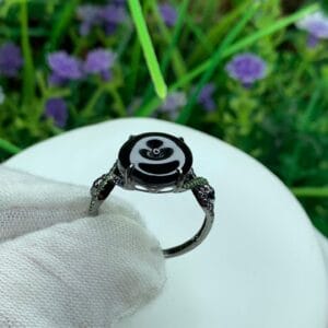 Nhẫn Phỉ Thuý A Mực Dục Vàng Đen 18k