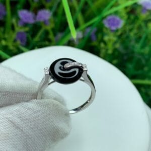 Nhẫn Phỉ Thuý A Mặc Thuý Vàng 18k