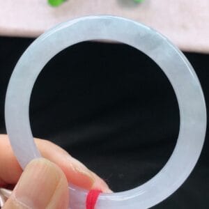 Vòng Ngọc Phỉ Thuý Type A Bạch Ngọc Bản Đũa NI 57-58 11 - araca.vn