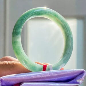 Vòng Ngọc Phỉ Thuý Type A Xanh Lý NI 52.2 Bản Oval 11 - araca.vn